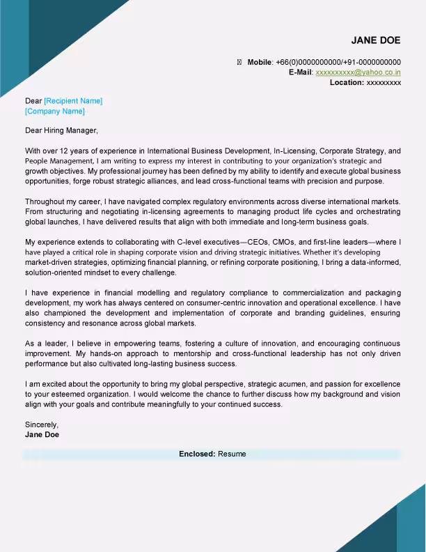 Cover Letter
